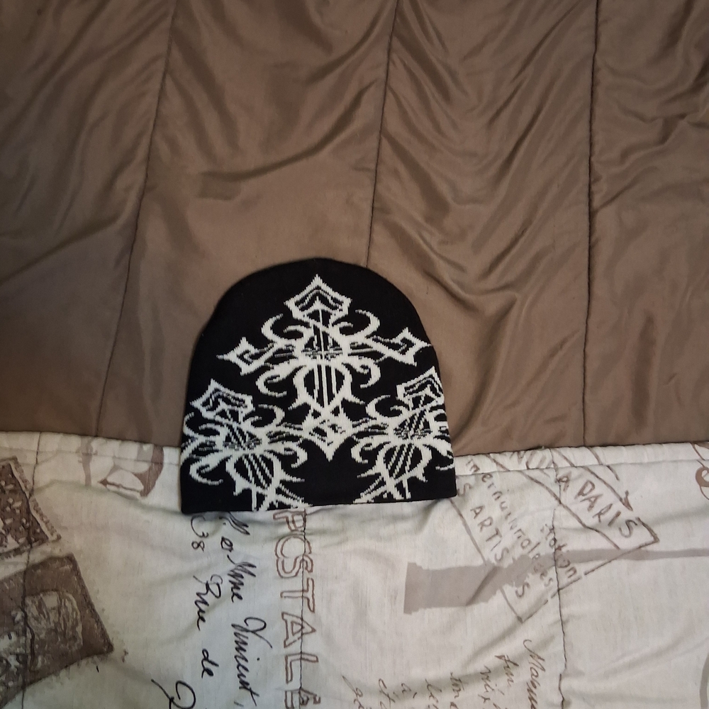 Black and White Patterned Beanie